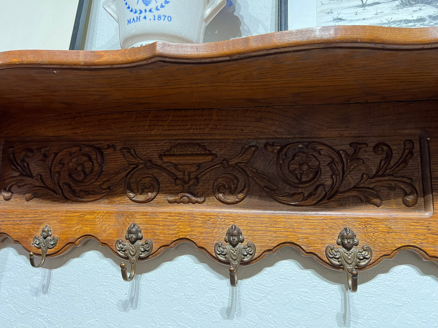 Vintage Belgian Oak Shelf #683