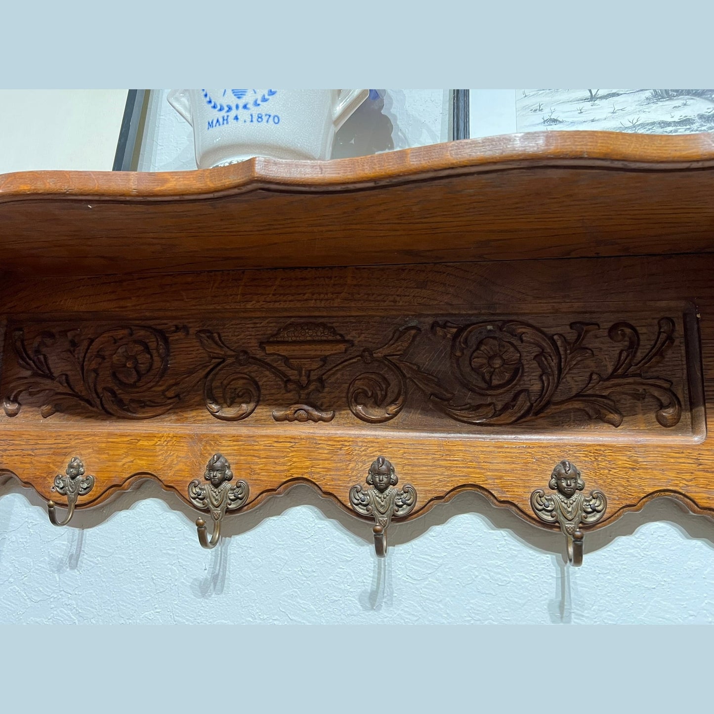 Vintage Belgian Oak Shelf #683