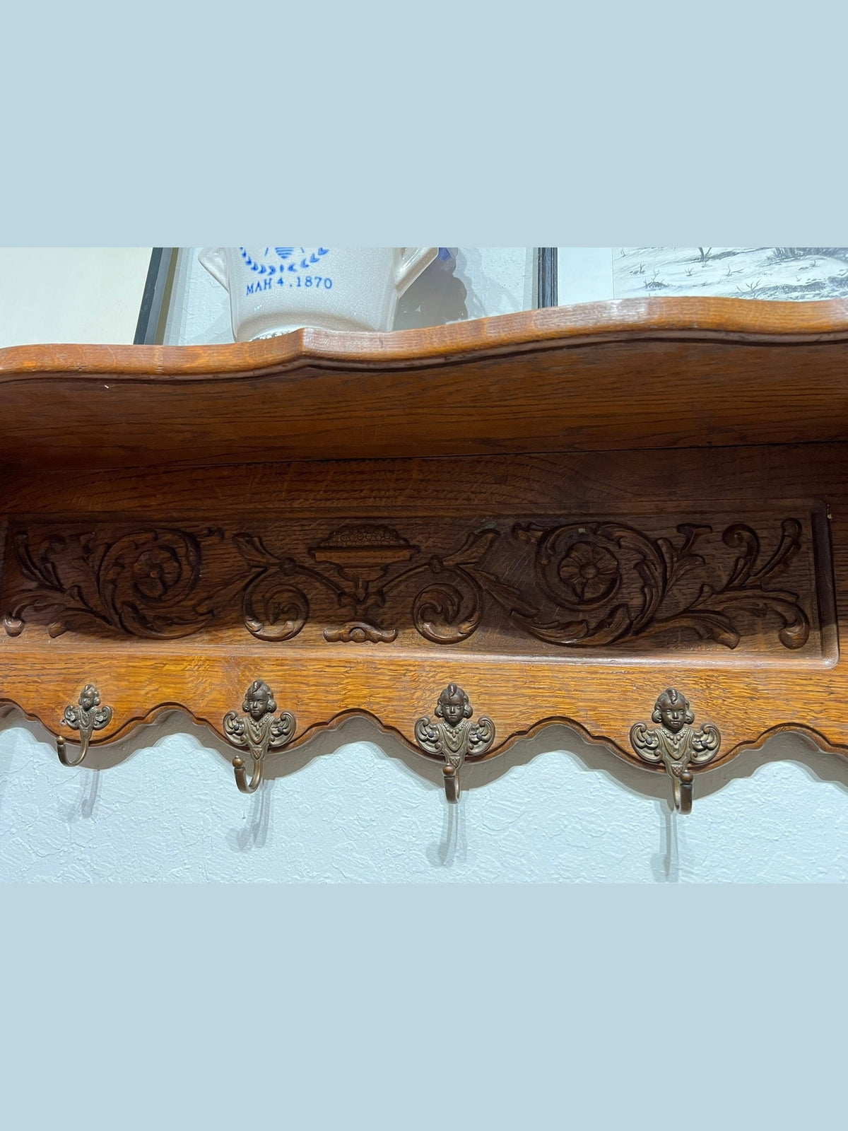 Vintage Belgian Oak Shelf #683