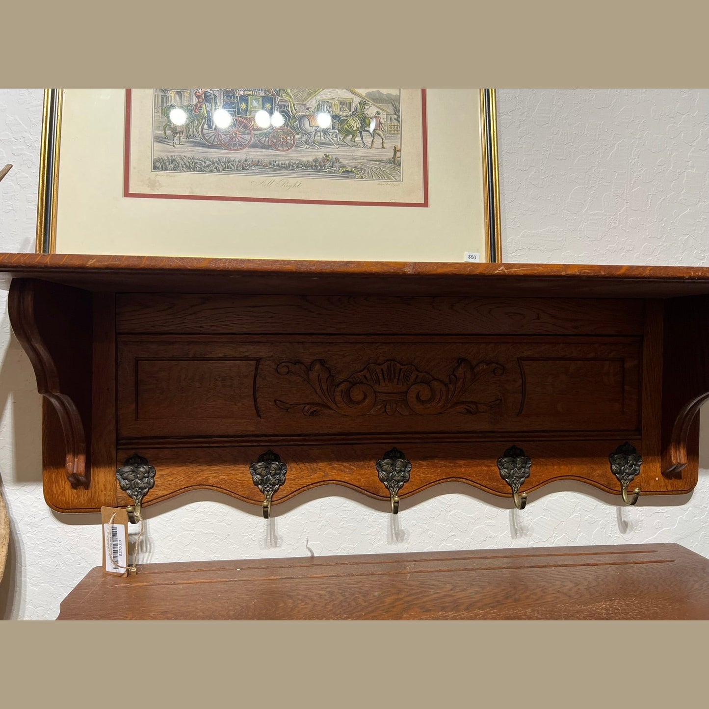 Vintage Belgian Oak Shelf #620