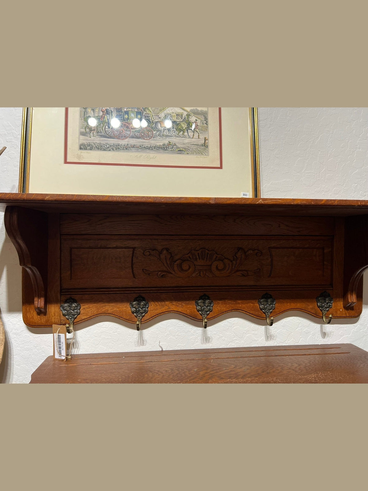 Vintage Belgian Oak Shelf #620