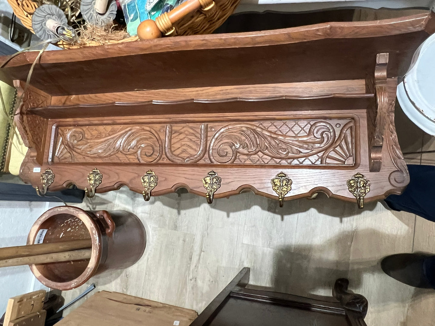 Vintage Belgian Oak Shelf #699