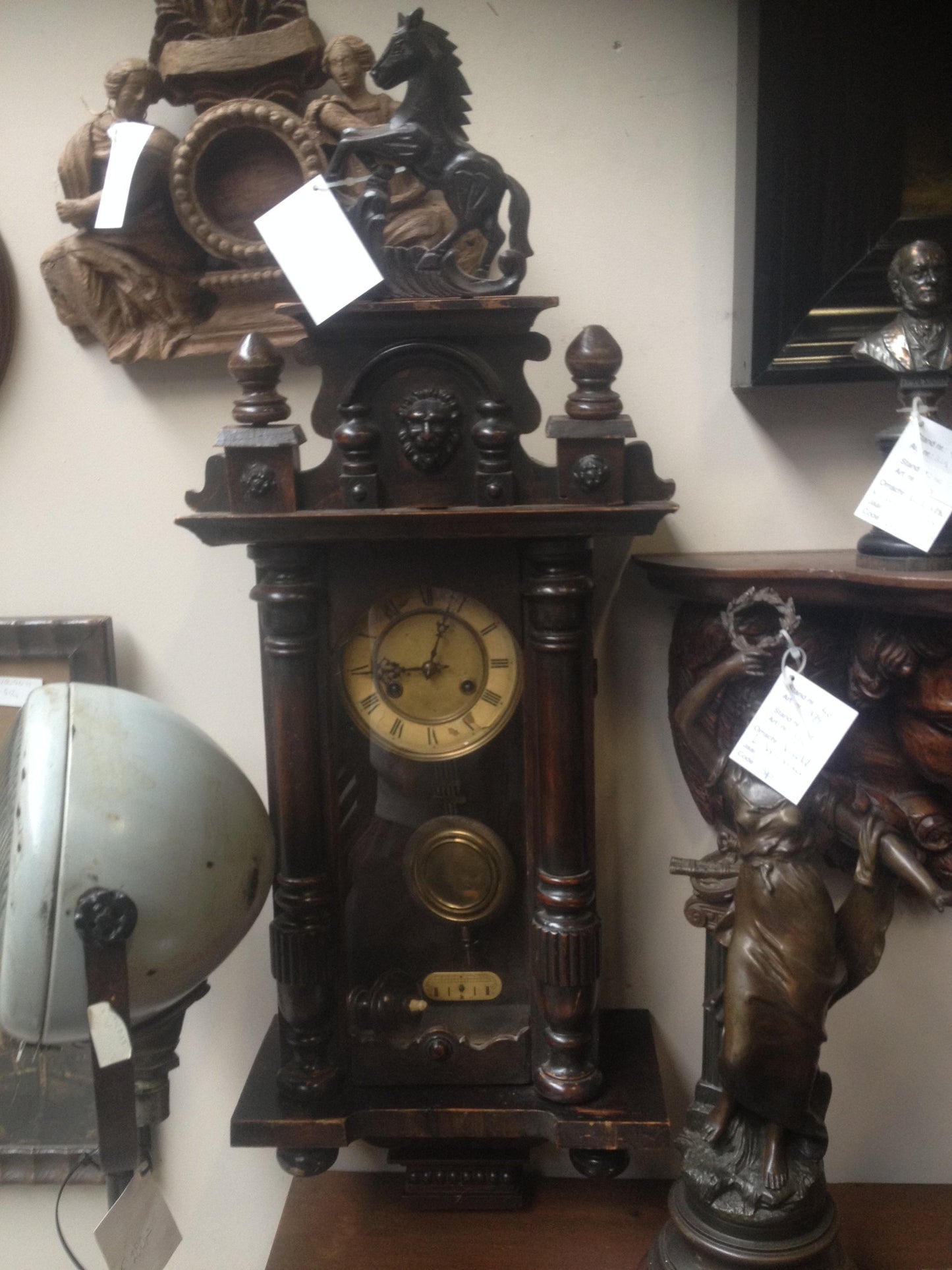 Antique Belgian Walnut Clock - Belgian, Yellow Face #320