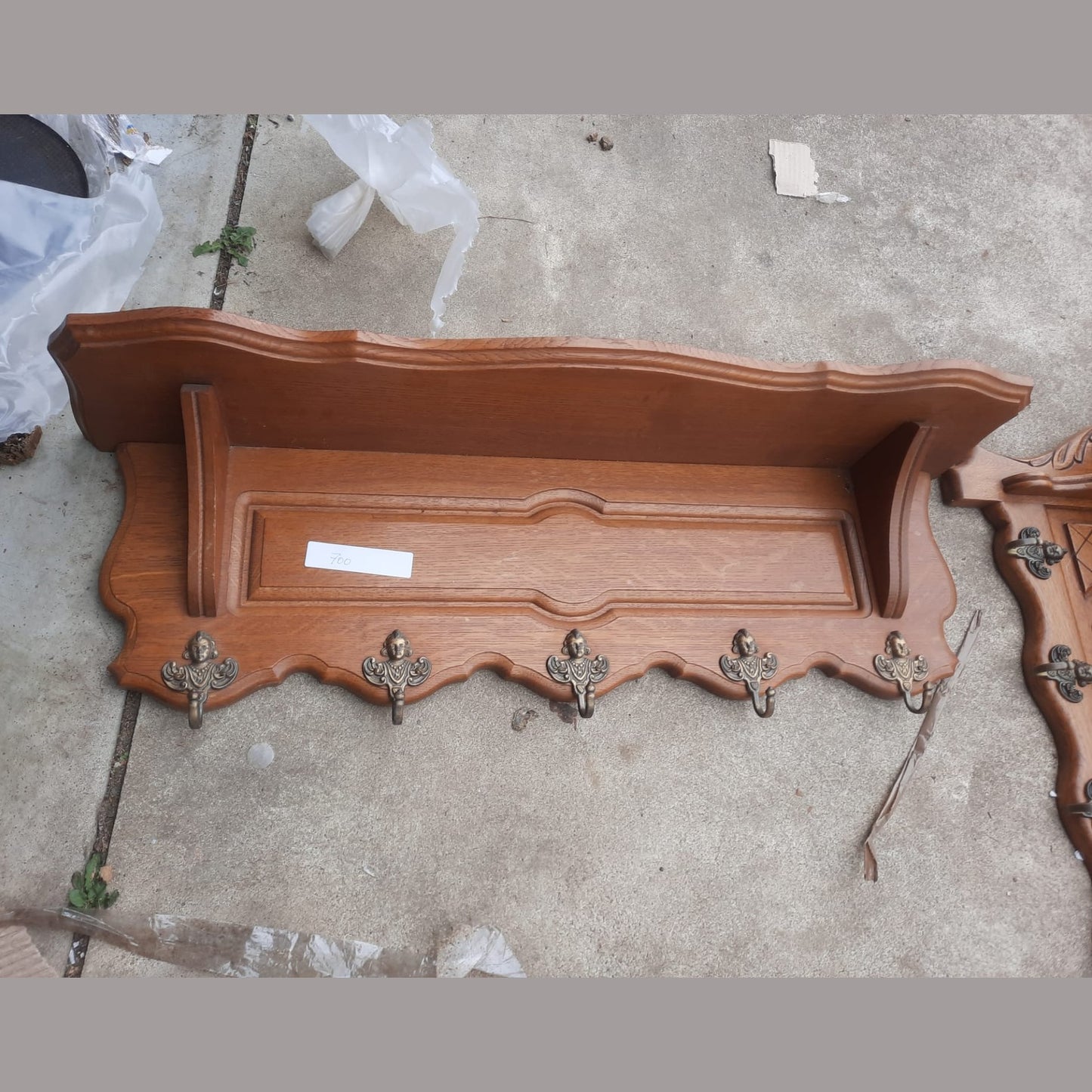 Vintage Belgian Oak Shelf #700