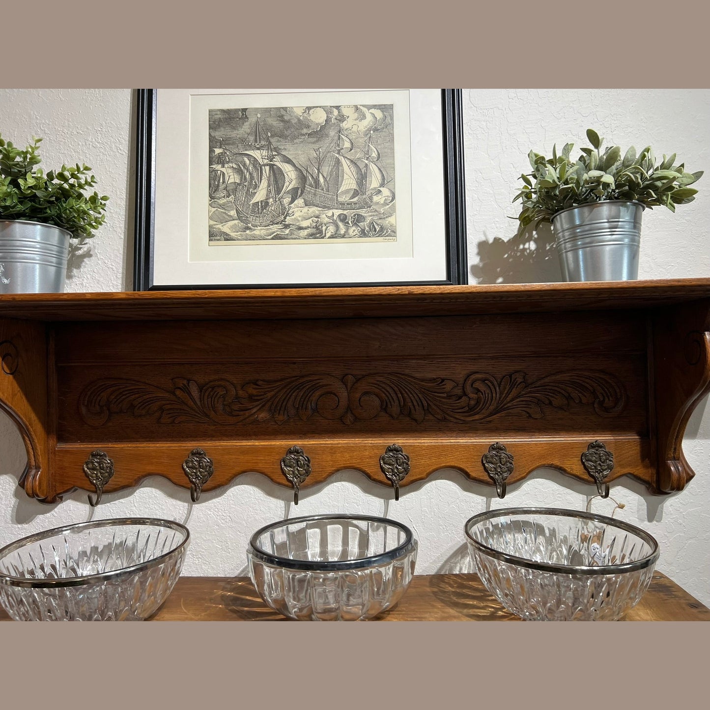 Vintage Belgian Oak Shelf #624