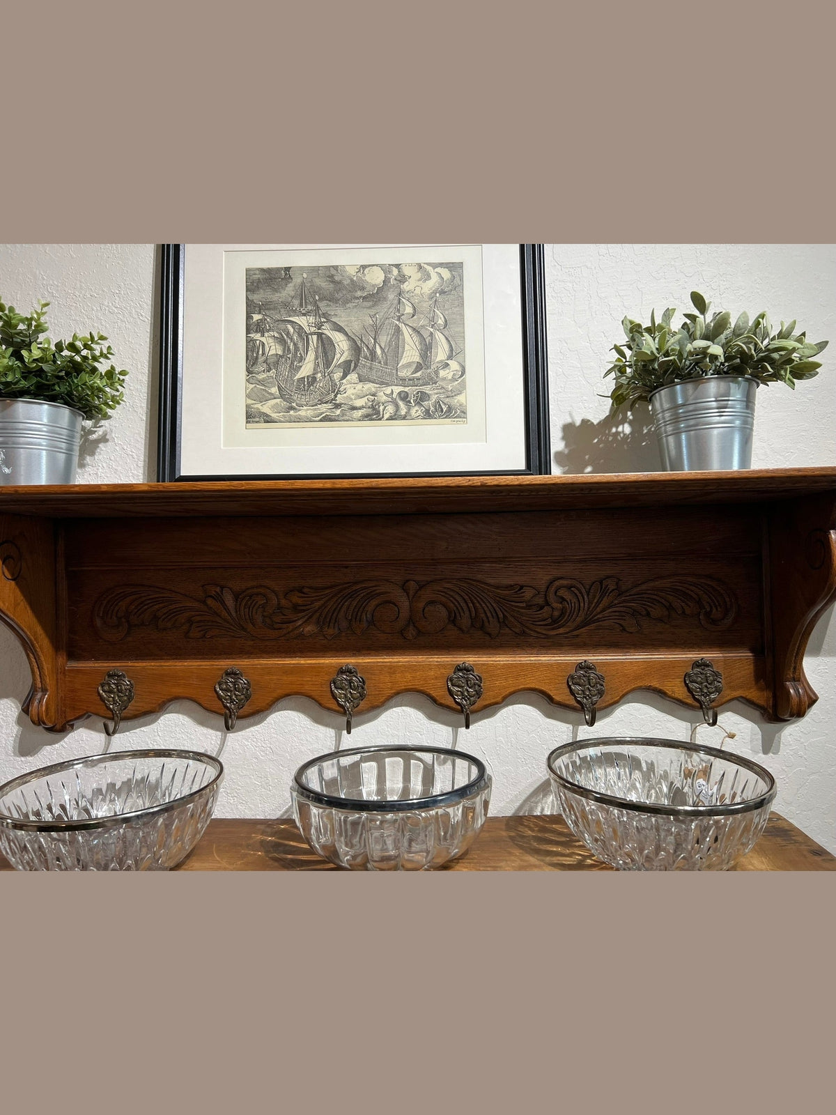 Vintage Belgian Oak Shelf #624