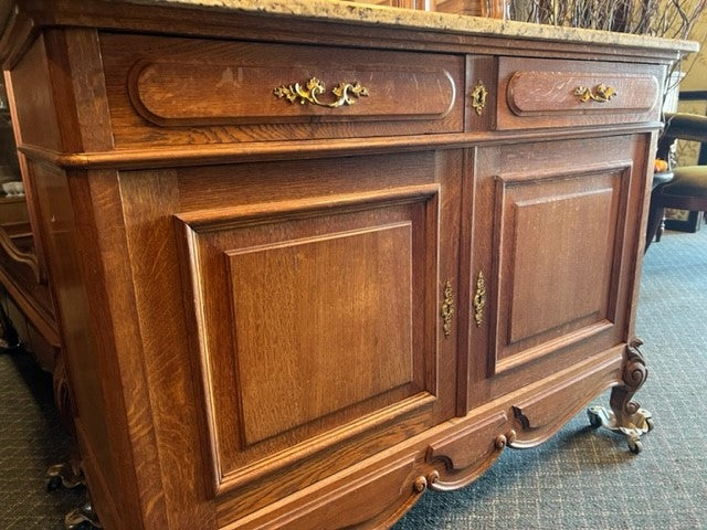 Belgian Oak Dresser with Beveled Mirror