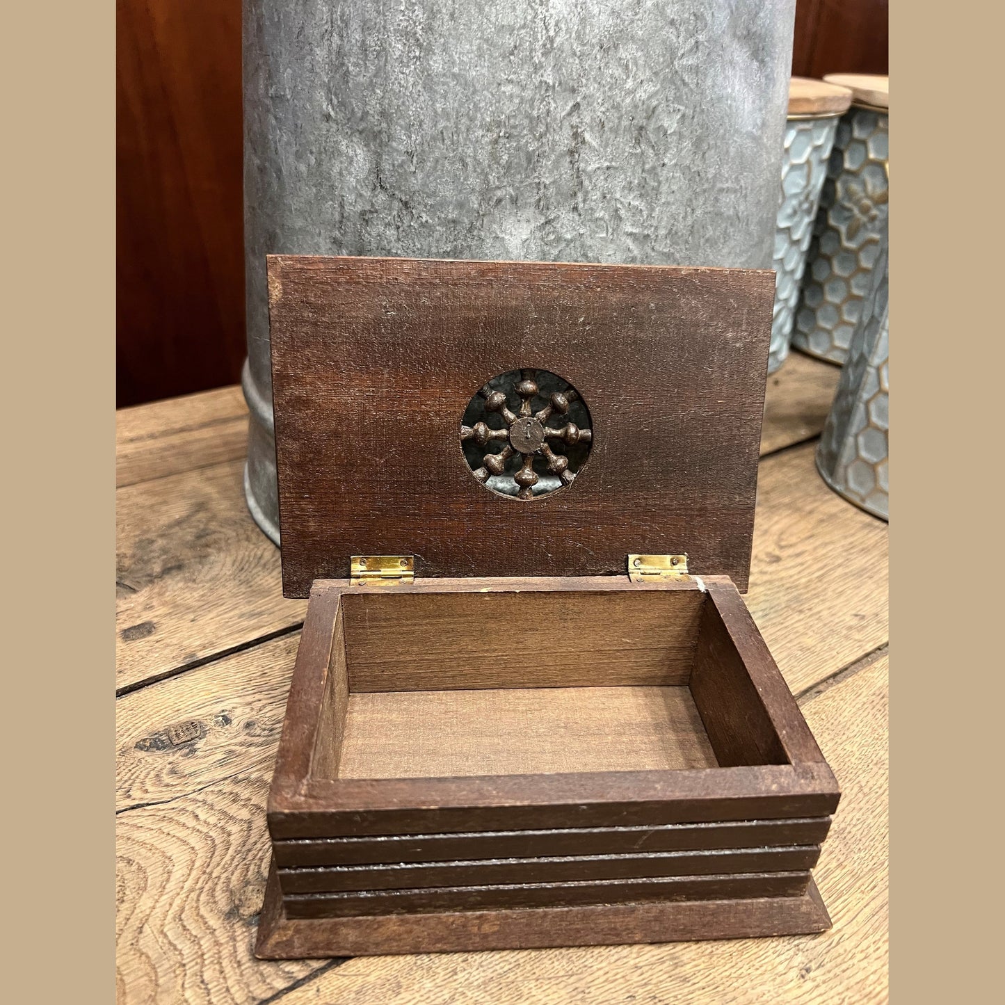 Vintage French Normandy Hand-Carved Wooden Keepsake Box