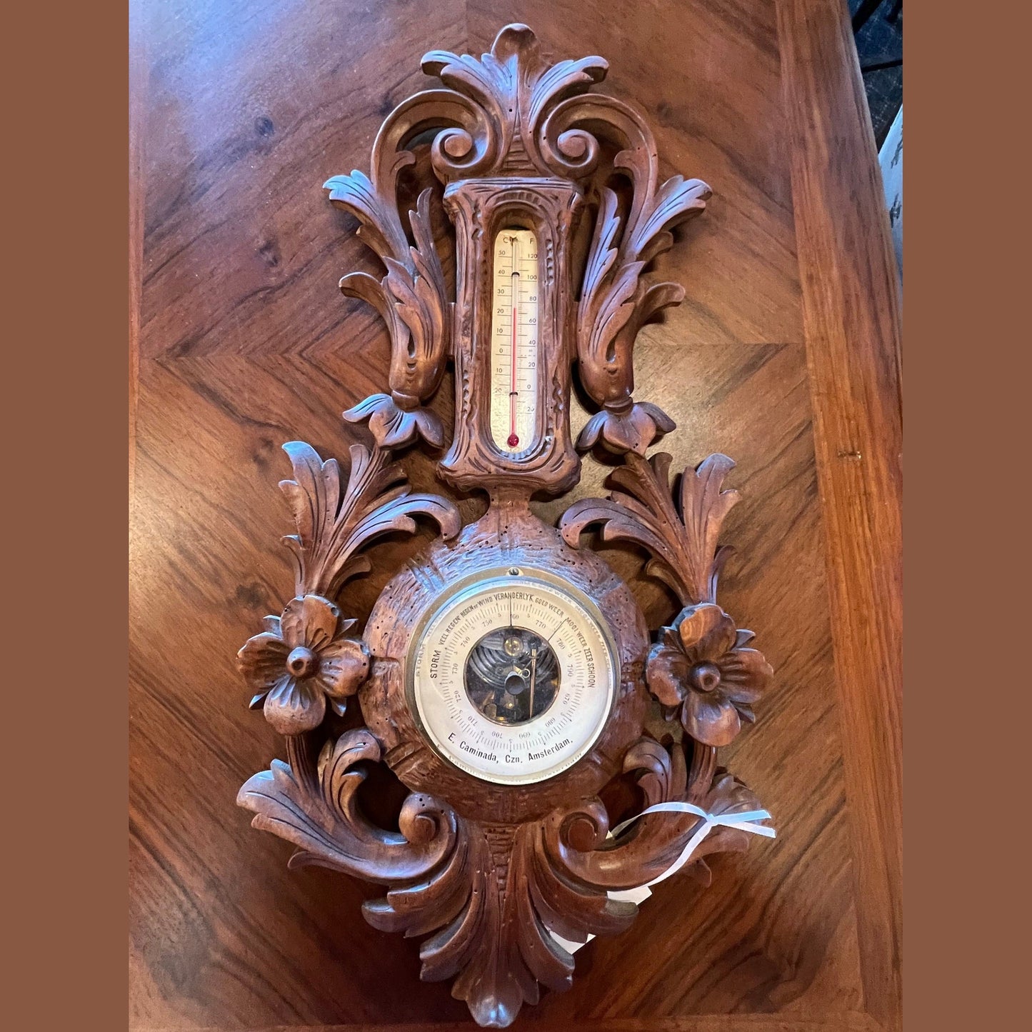 Vintage Belgian Oak Barometer - #460