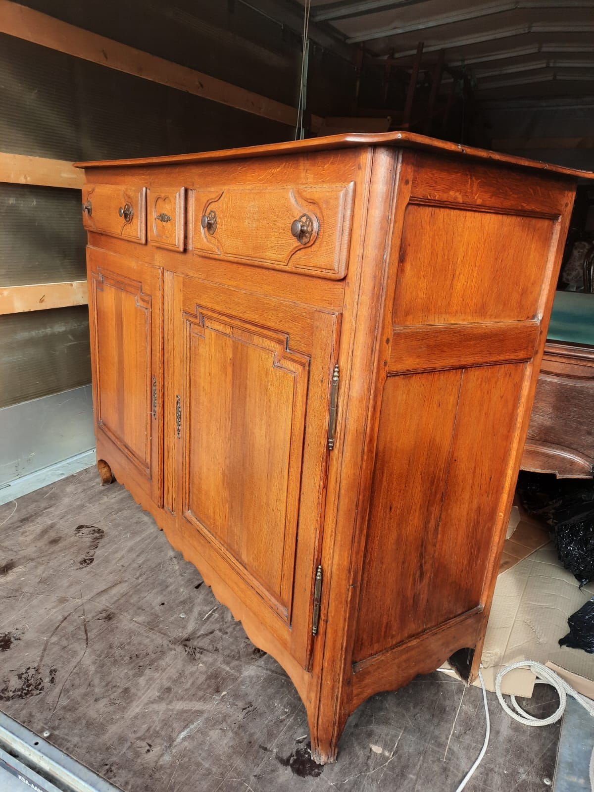 Antique French Oak Sideboard with Carved Raised Panels