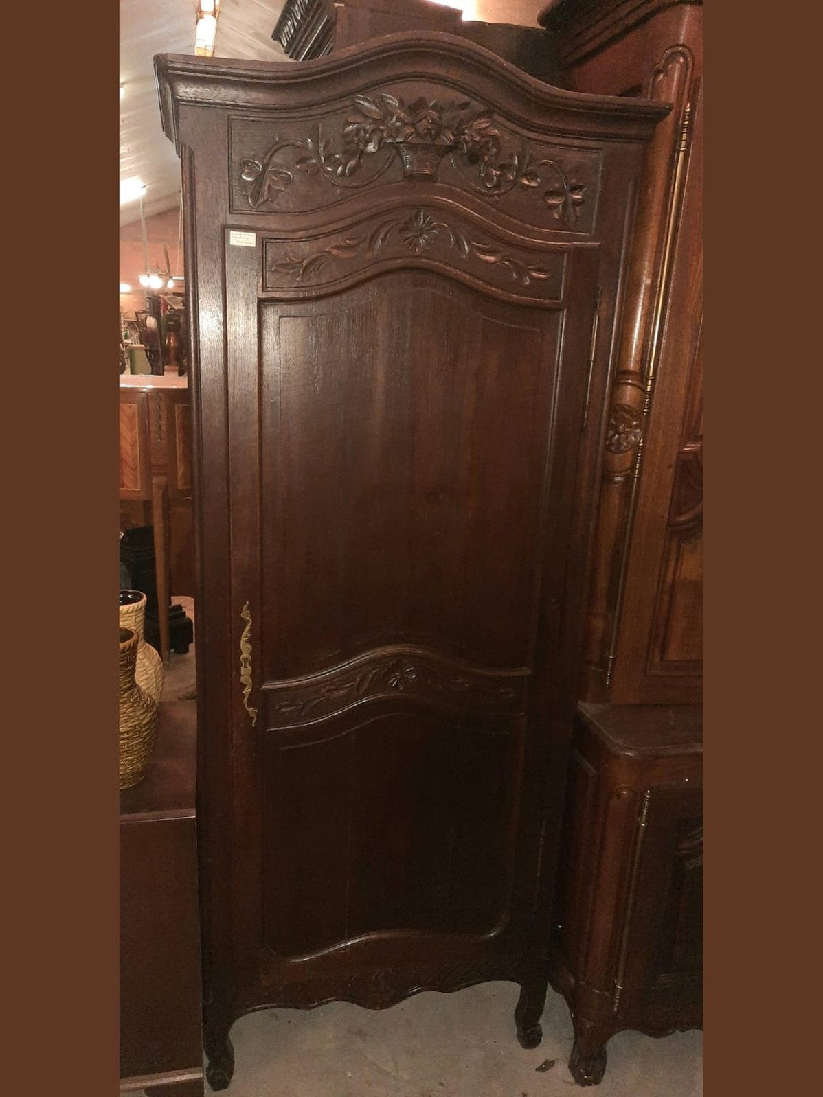 French Normandy Oak Bonnetière Armoire