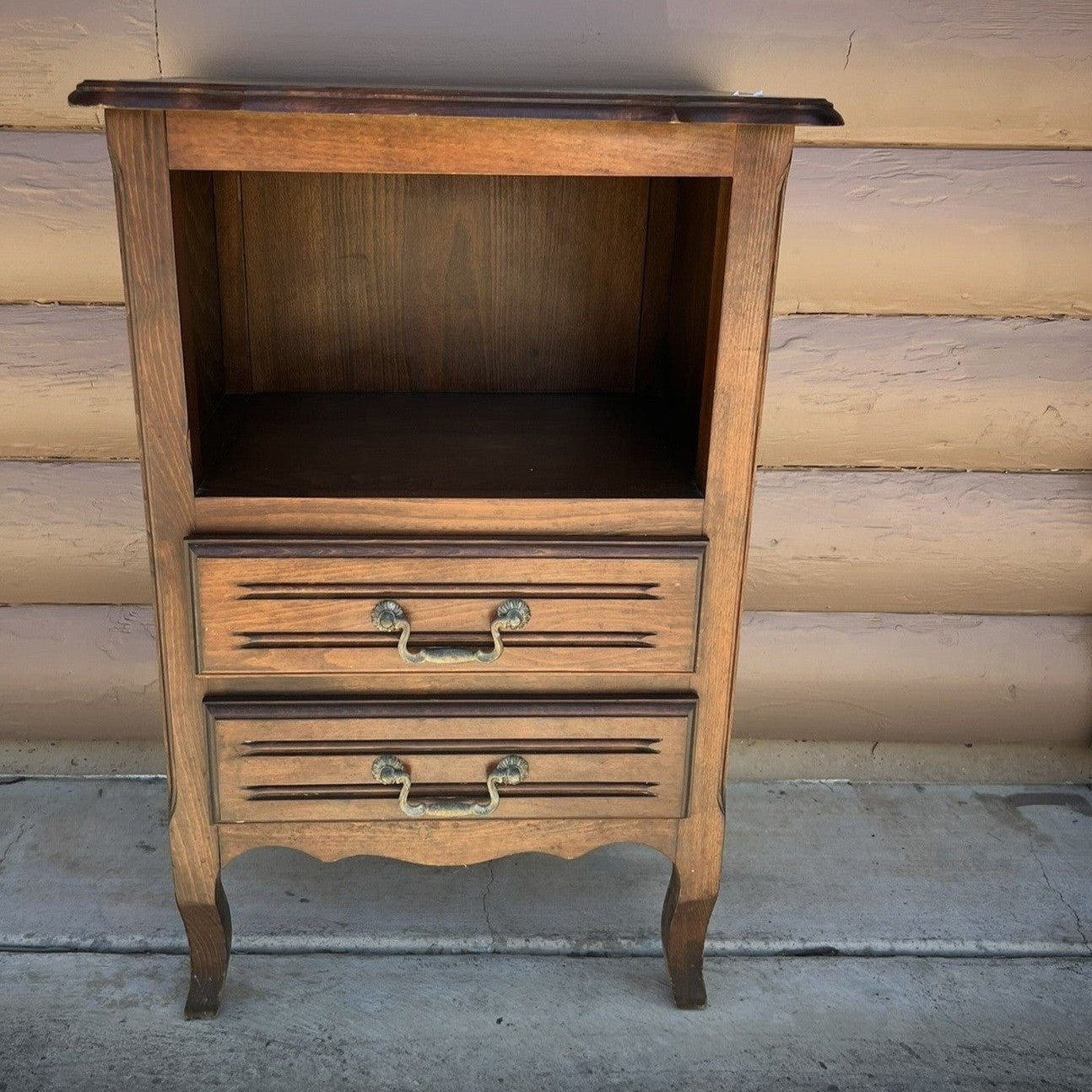 Vintage Belgian Rustic Style Small Chest of Drawers with Open Shelf #237