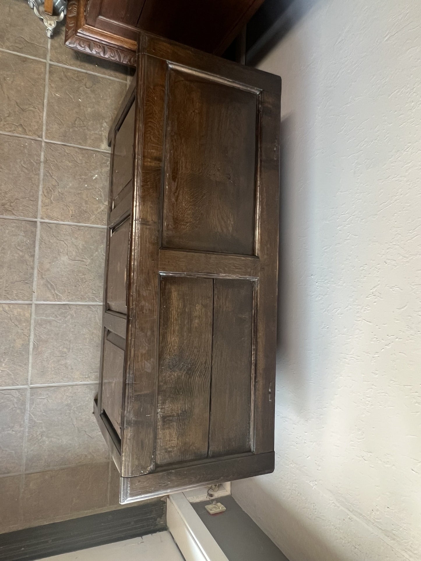Antique French Oak Inlaid Blanket Trunk with Heart & Dove Motifs