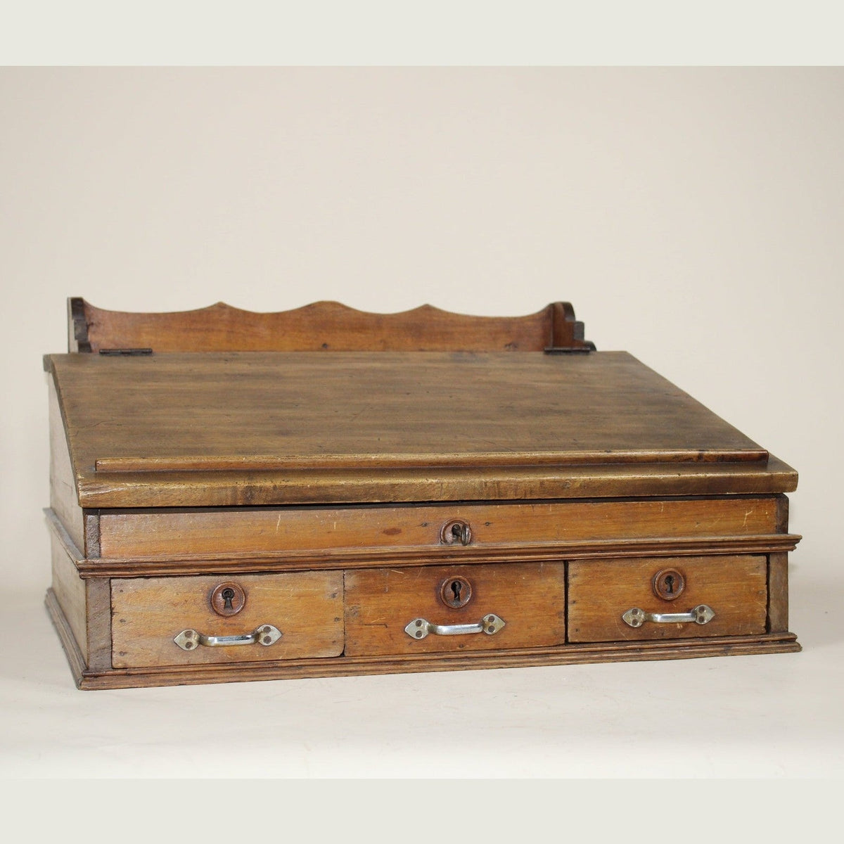 Antique European Traveling Writing Desk with Locking Drawers