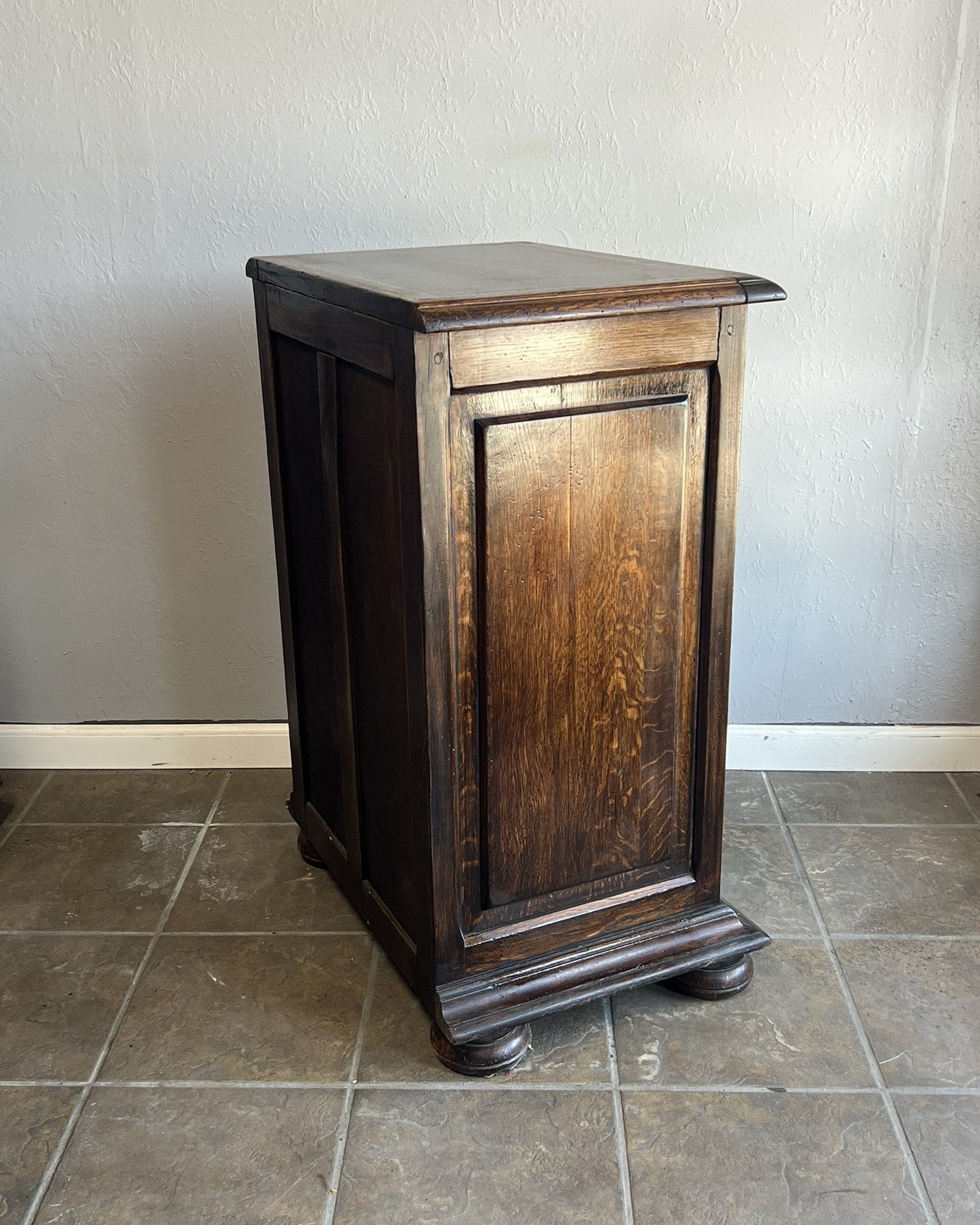 Vintage French Dark Oak Nightstand – Provence Style Bedside Table