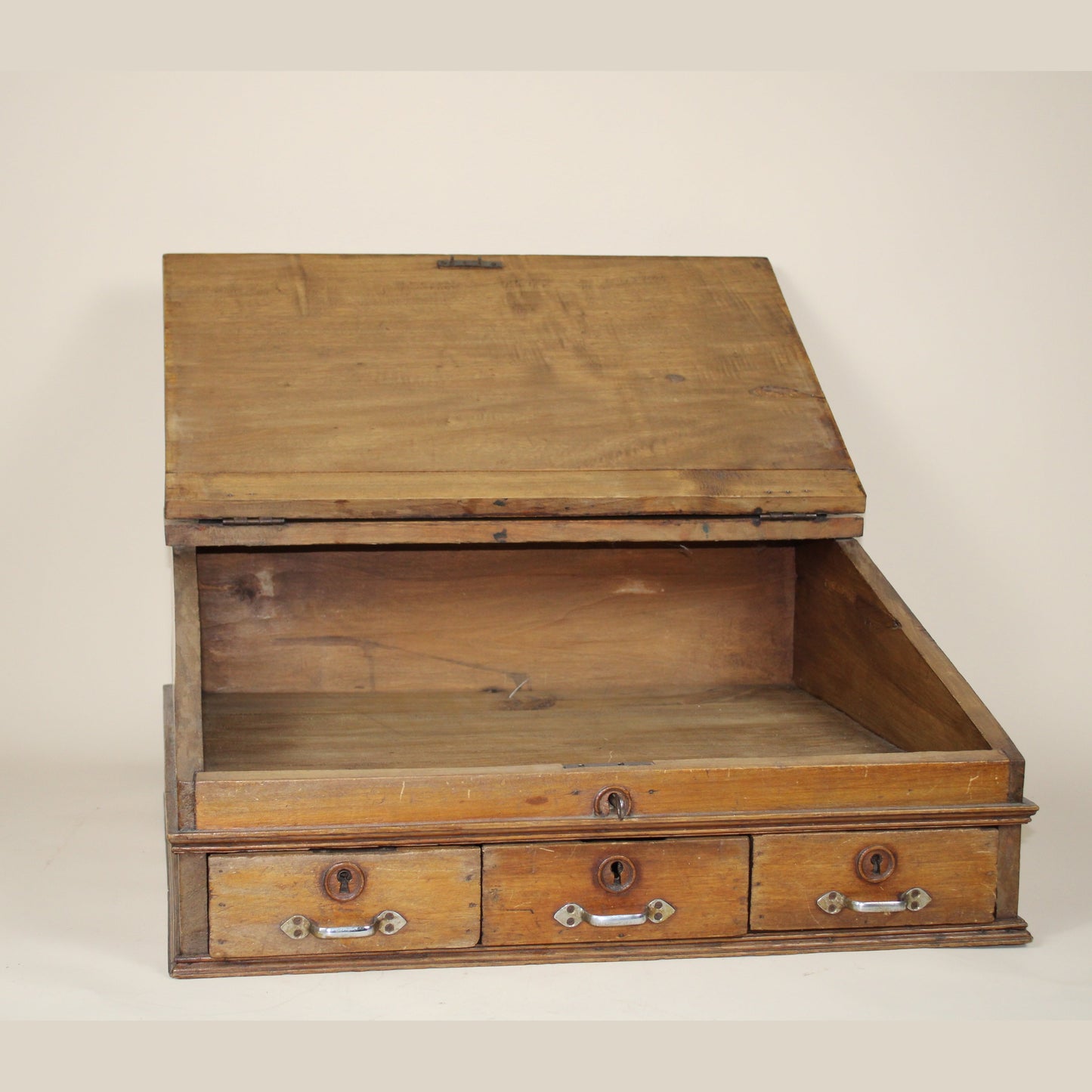 Antique European Traveling Writing Desk with Locking Drawers