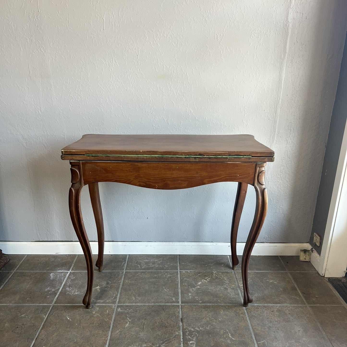 Antique French Oak Game Table – Louis XV Style Card & Chess Table with Carved Details, 1900s
