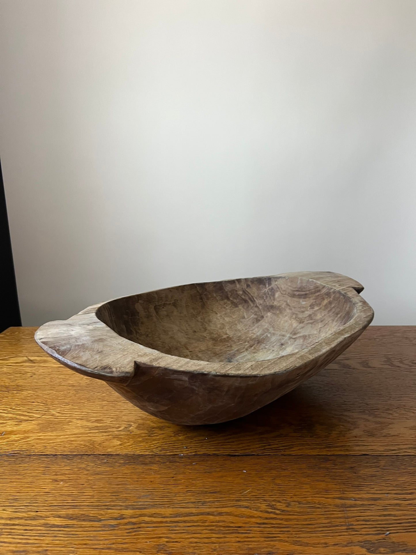 Vintage Hungarian Rustic Dough Bowl – Hand Carved Wooden Trough #206