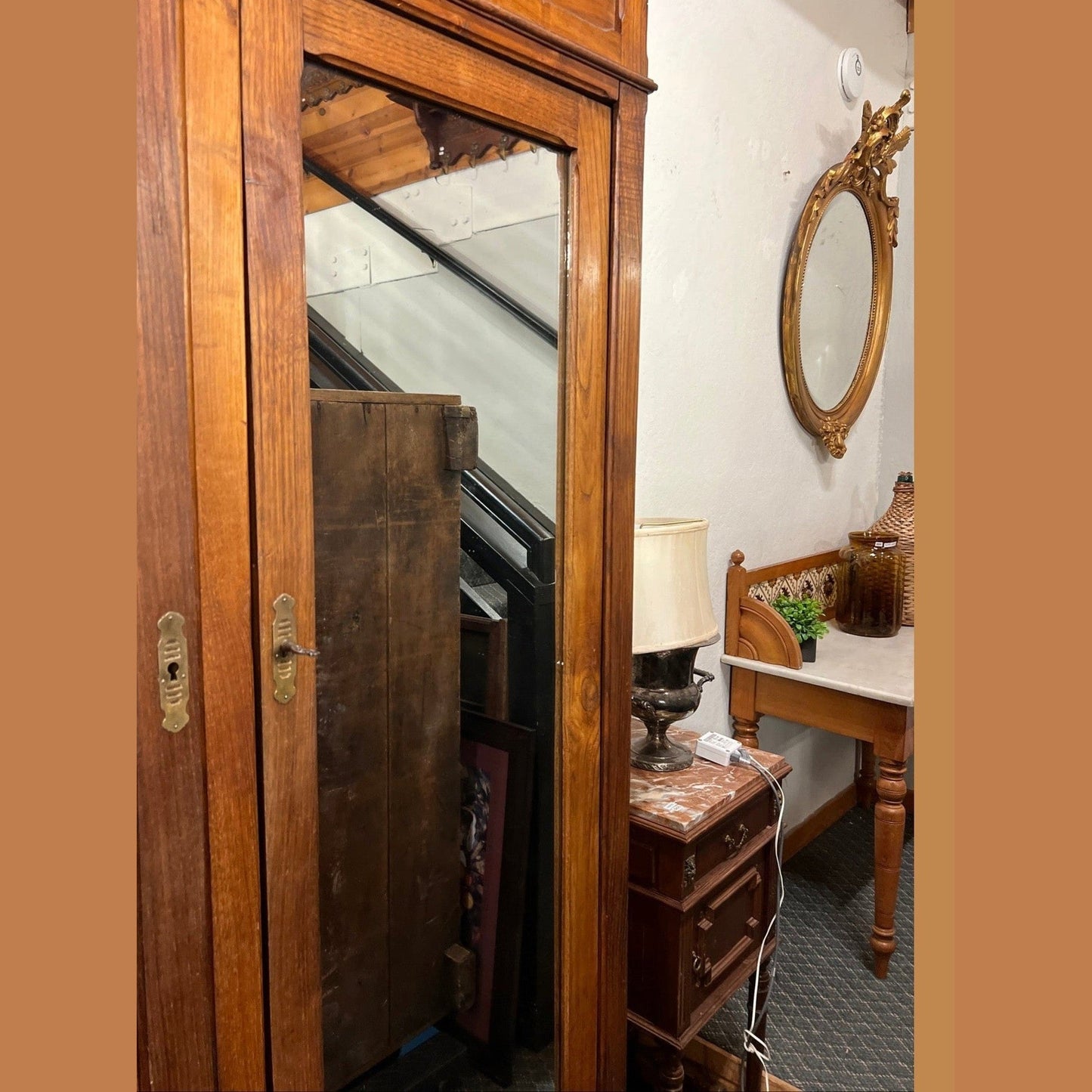 French Oak Art Nouveau Style Armoire