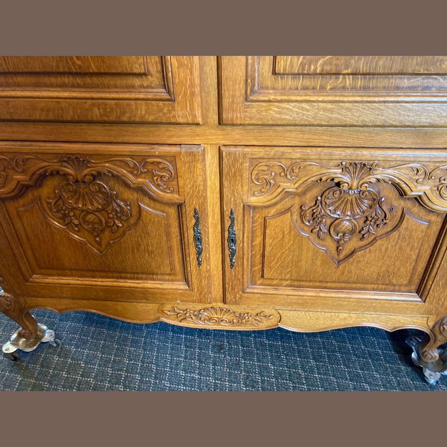 Vintage Belgian Oak Armoire - 6 Door