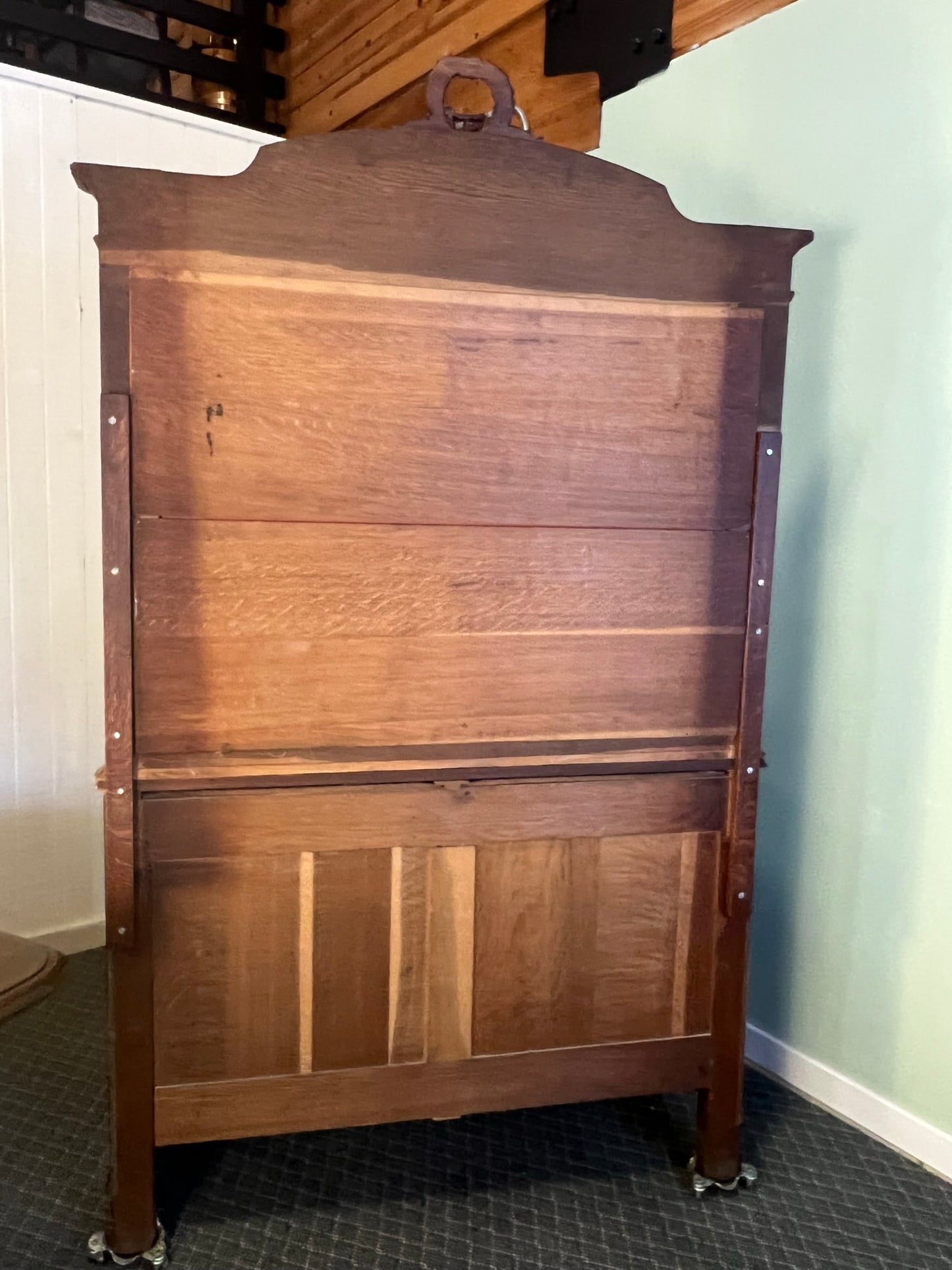 Antique French Walnut Louis XIV Parquet Dresser with Mirror & Brass Inlay, circa 1890