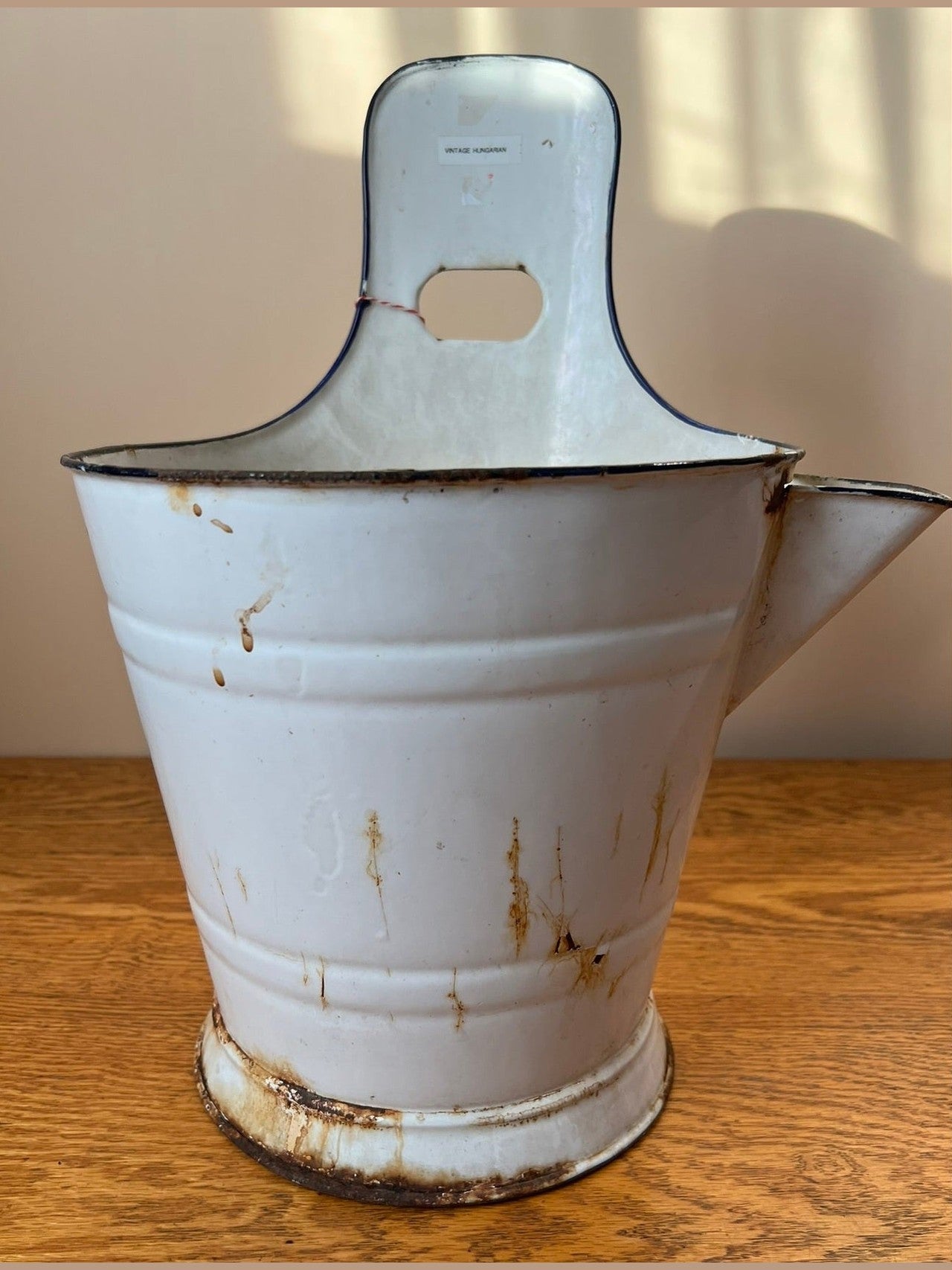 Vintage Hungarian White-Water Bucket with Handle