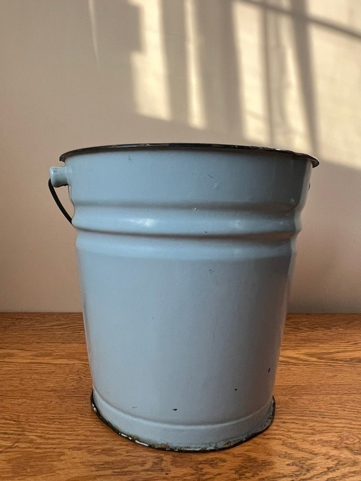 Vintage Hungarian Robin Egg Blue Enamel Bucket