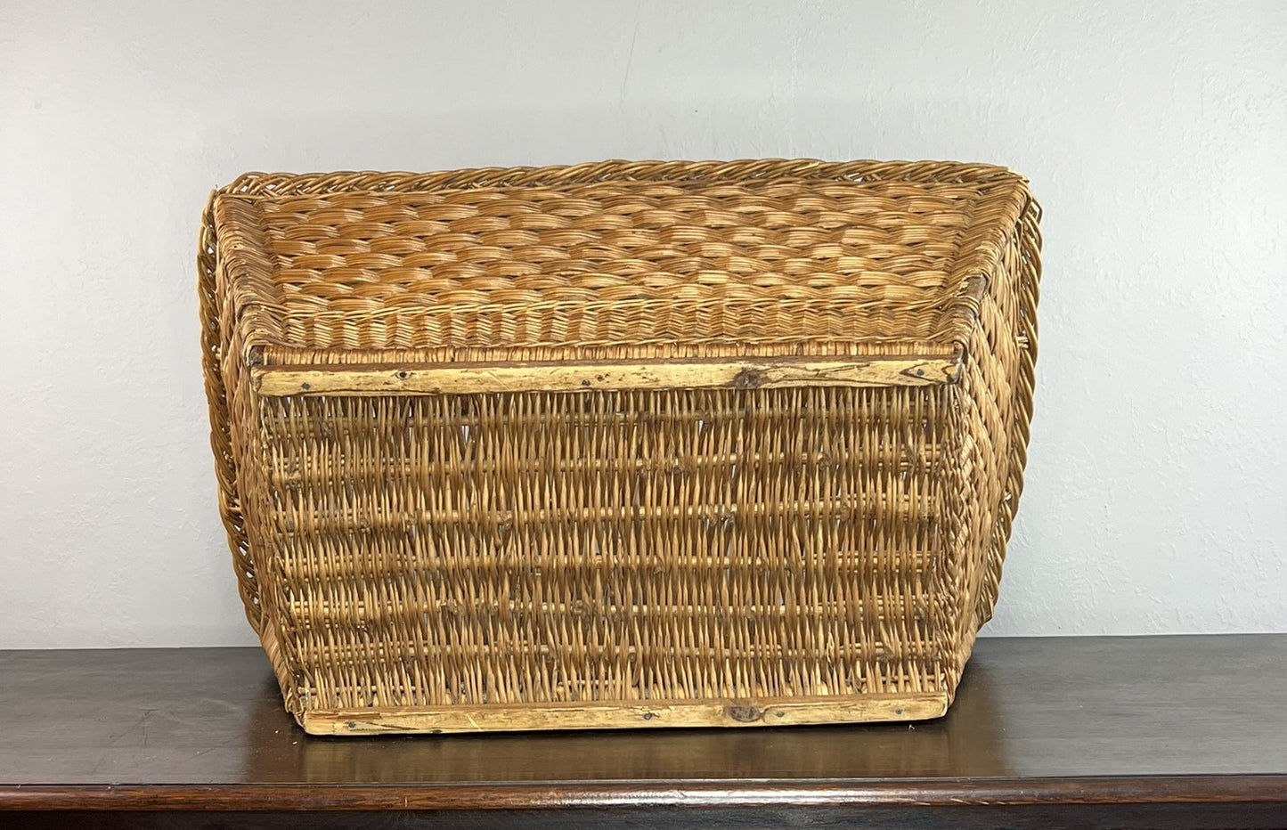 Vintage French Wicker Laundry Basket #6302
