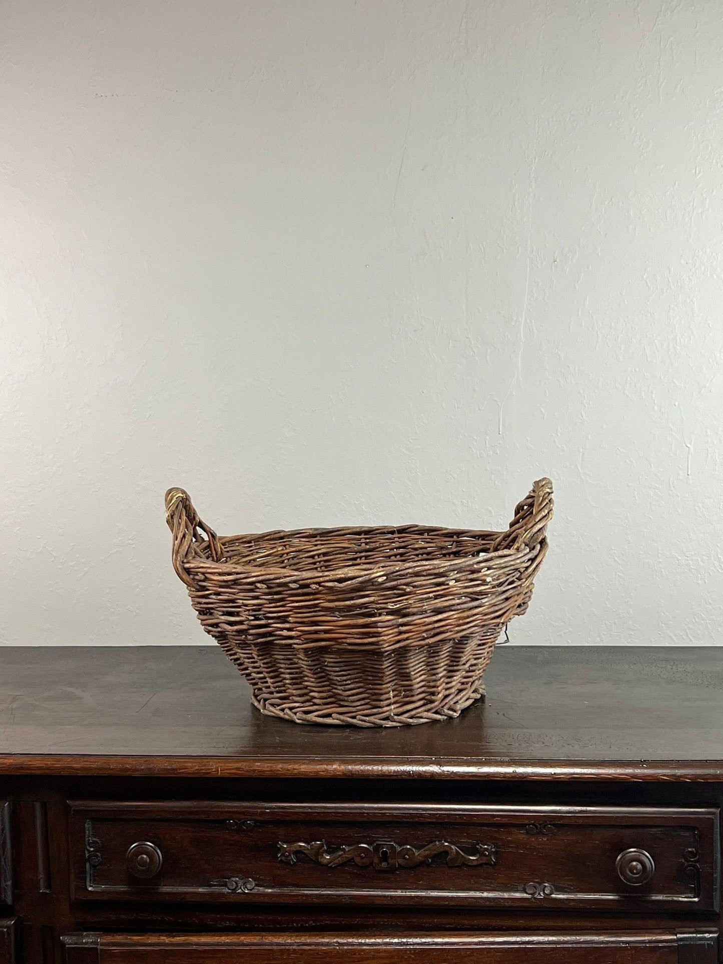 Vintage European Wicker Harvest Basket #6801