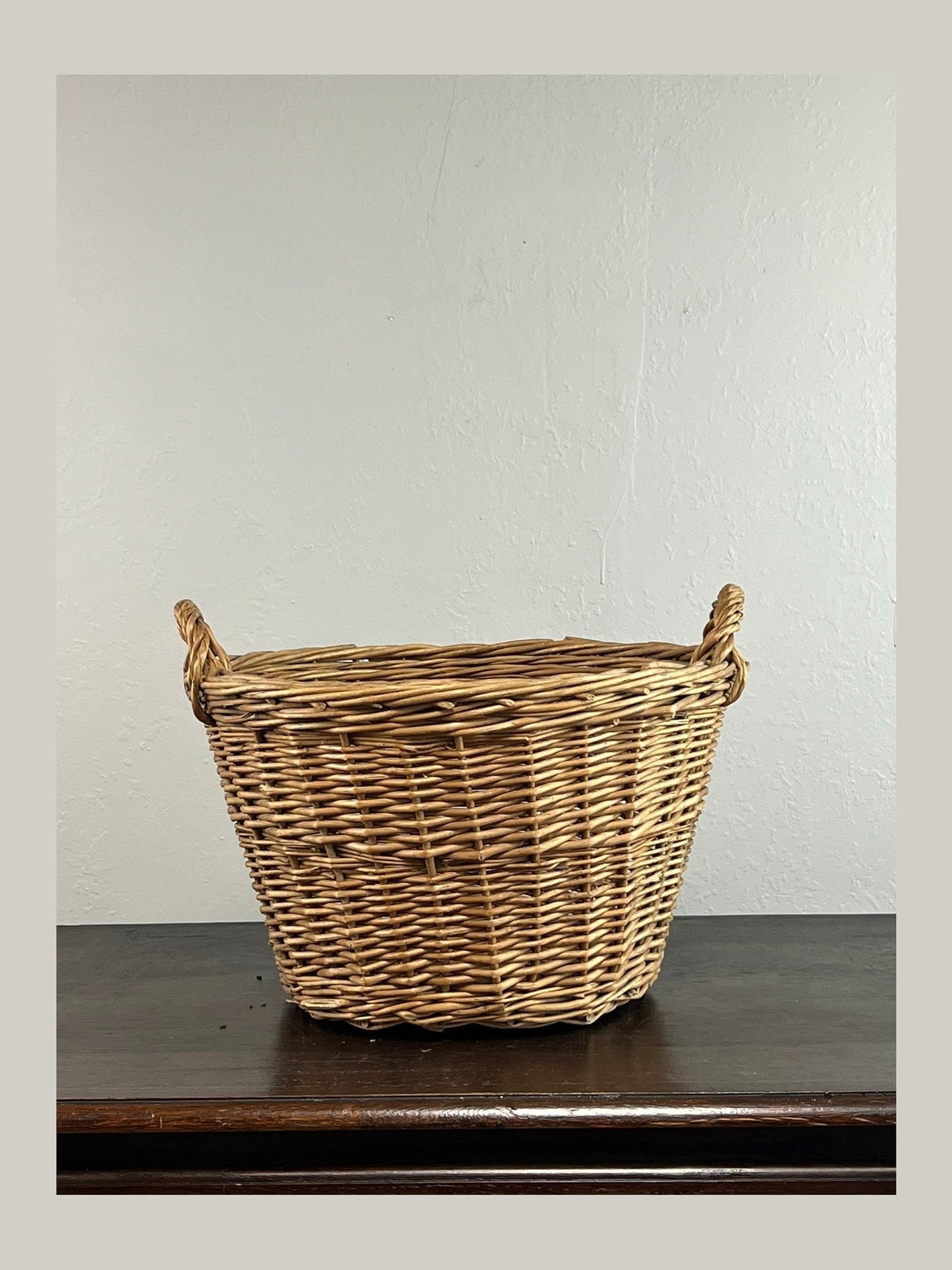 Vintage European Wicker Harvest Basket #6803
