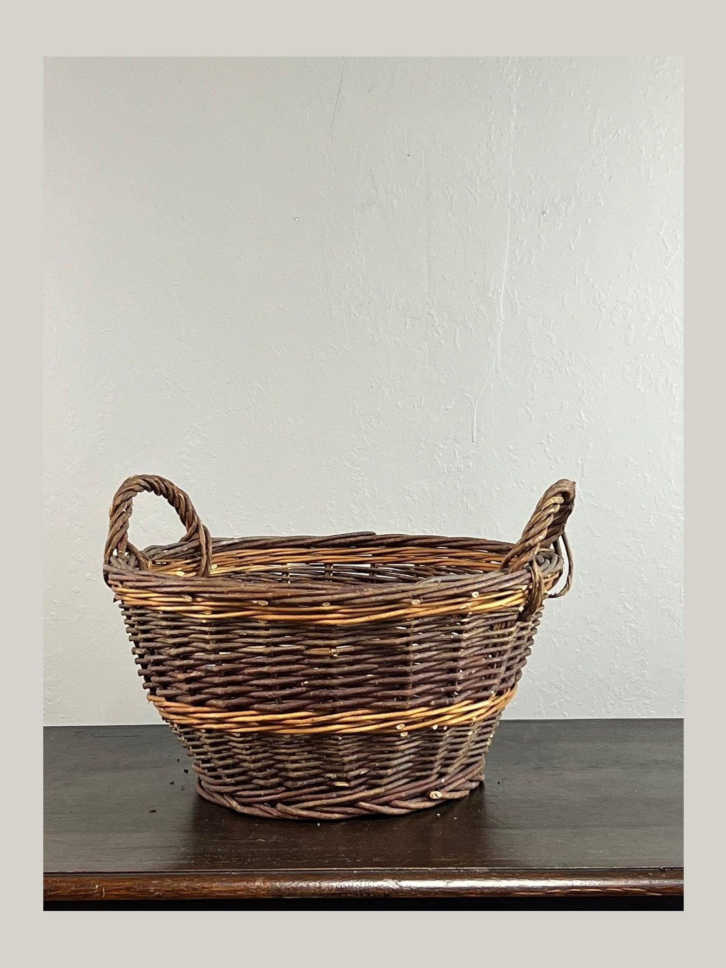 Vintage European Wicker Harvest Basket #6804