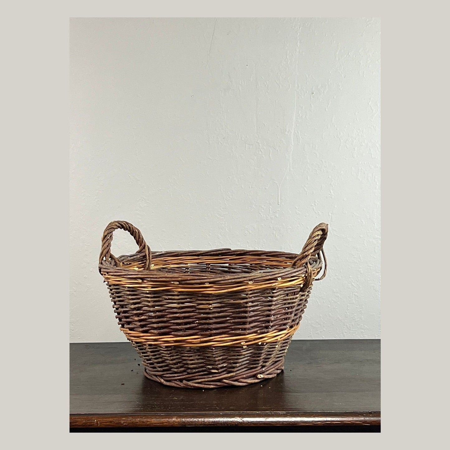 Vintage European Wicker Harvest Basket #6804