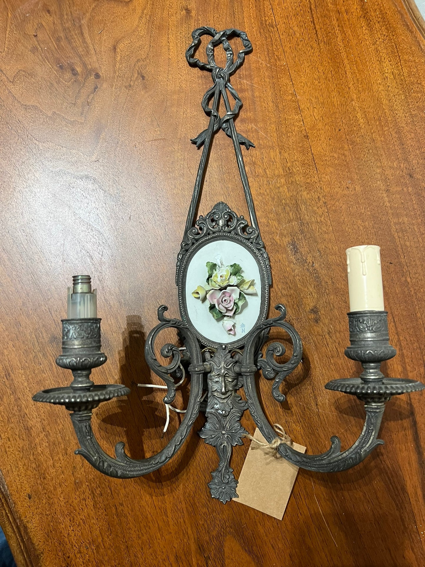 Vintage French Sconce - 1 Porcelain Flower #336