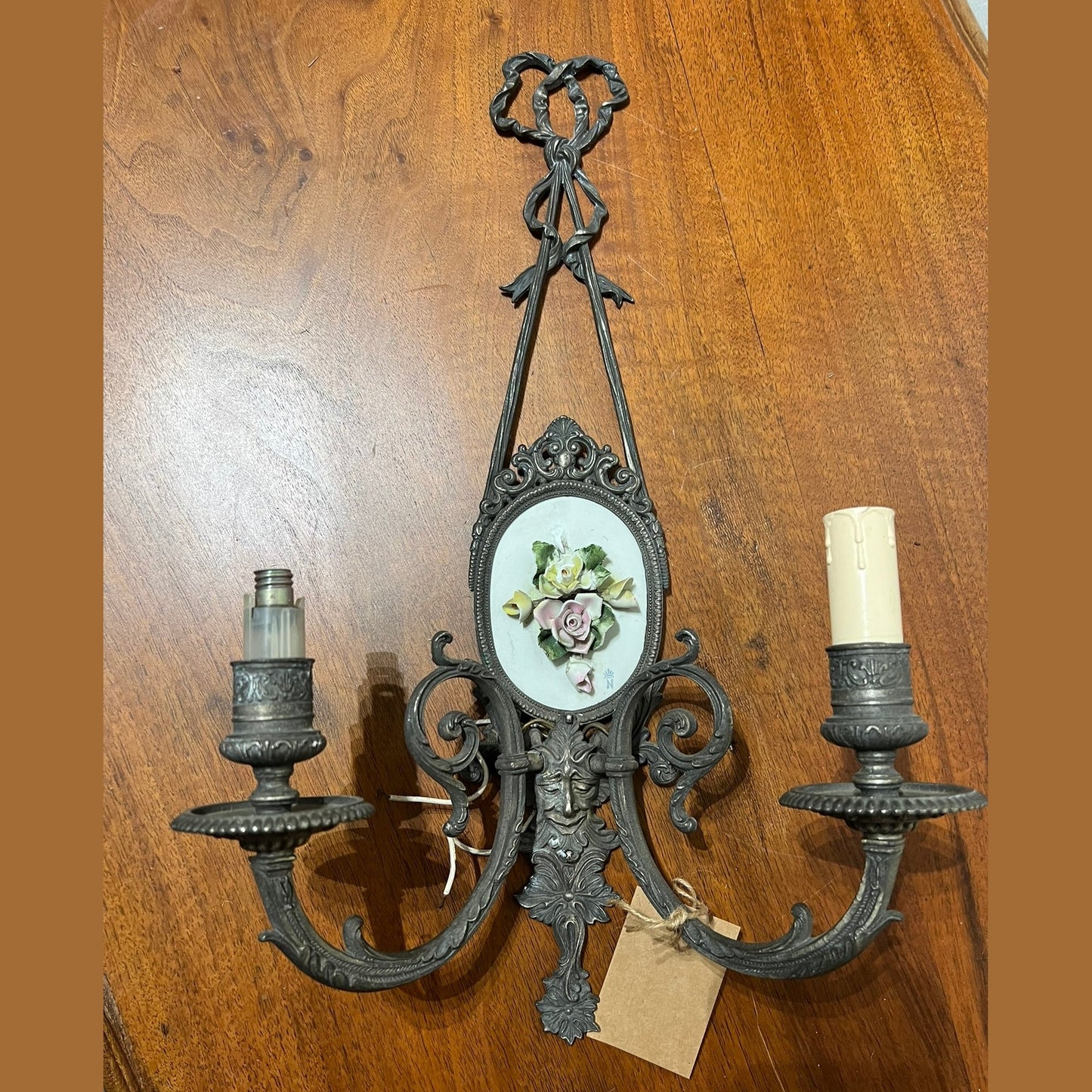 Vintage French Sconce - 1 Porcelain Flower #336