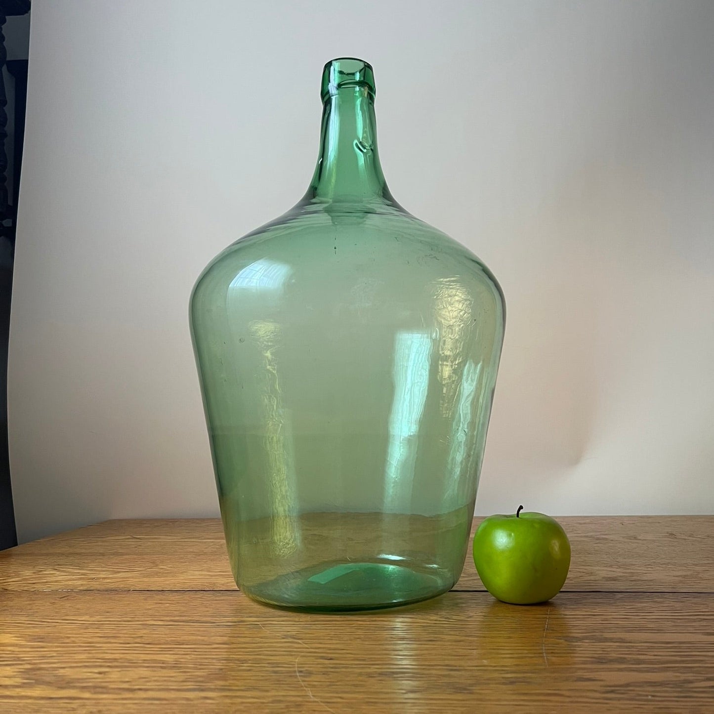 Vintage Large Light Green Glass Eastern European Demijohn