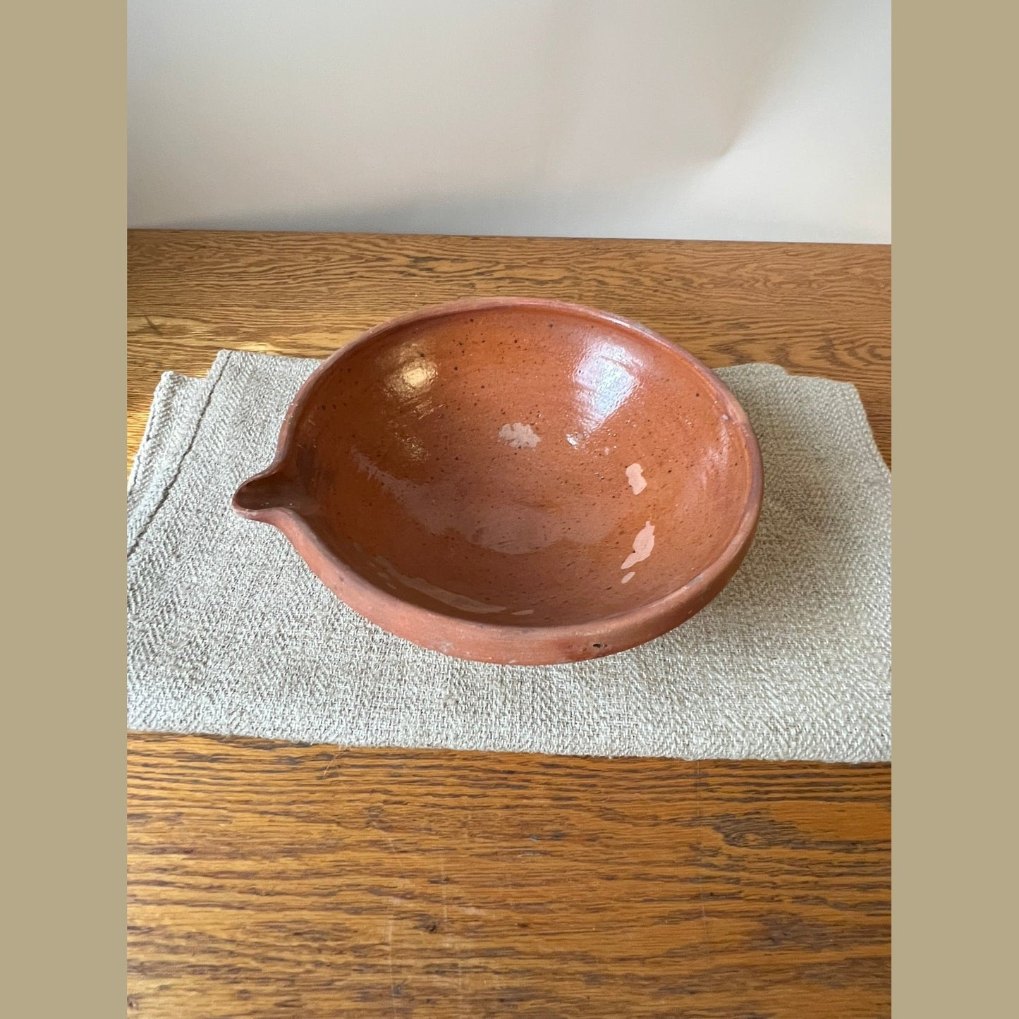 French Red Glazed Terracotta Cream Separating Bowl #13