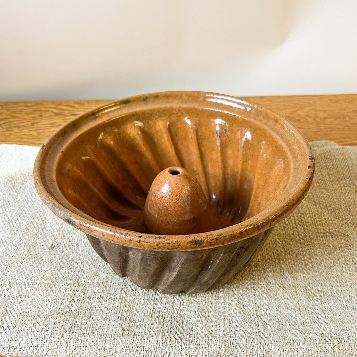 Antique French Terracotta Bundt Cake Mold, #405