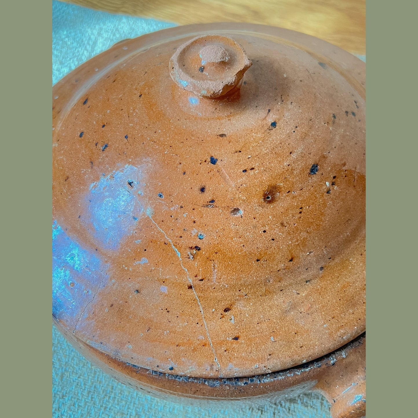 French Red Glazed Terracotta Bowl with Lid #04