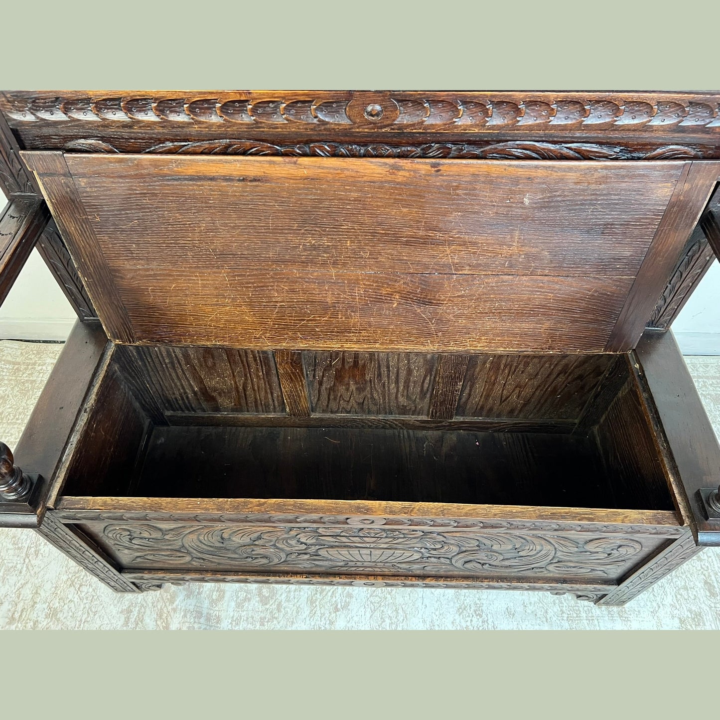 Antique French Normandy Oak Bench Chest