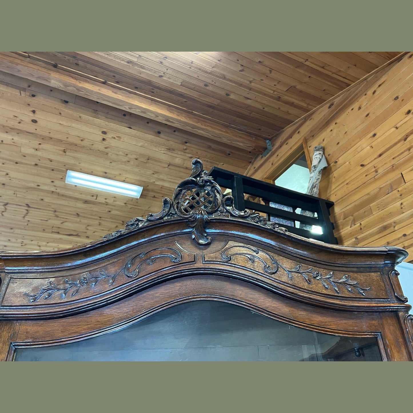 Antique French Oak Armoire with Glass Door
