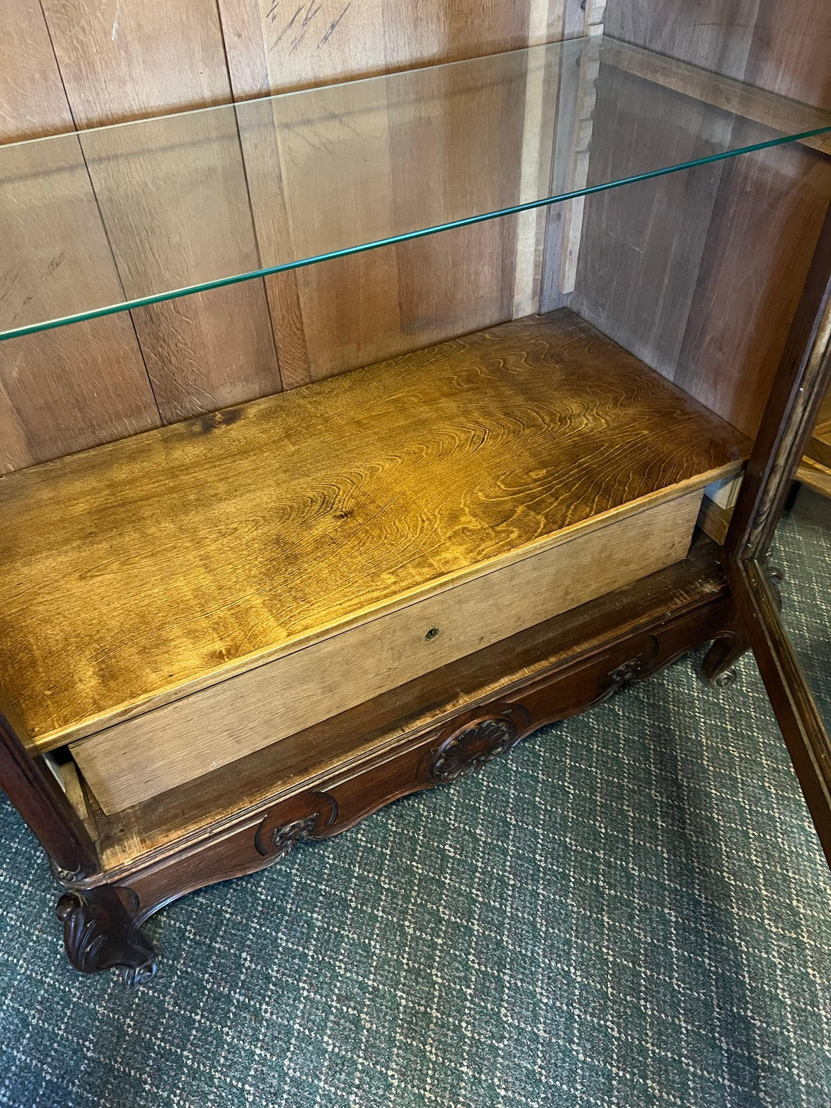 Antique French Walnut Louis XV Armoire with Glass Door
