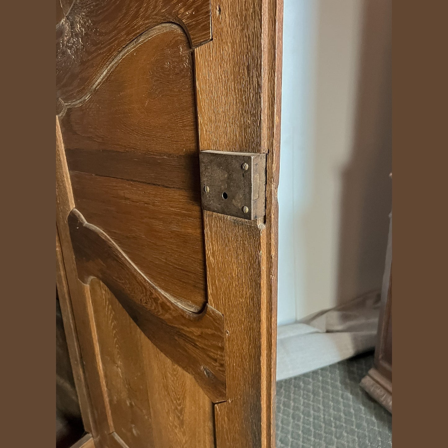 Antique French Provincial Solid Oak Armoire, Late 18th Century