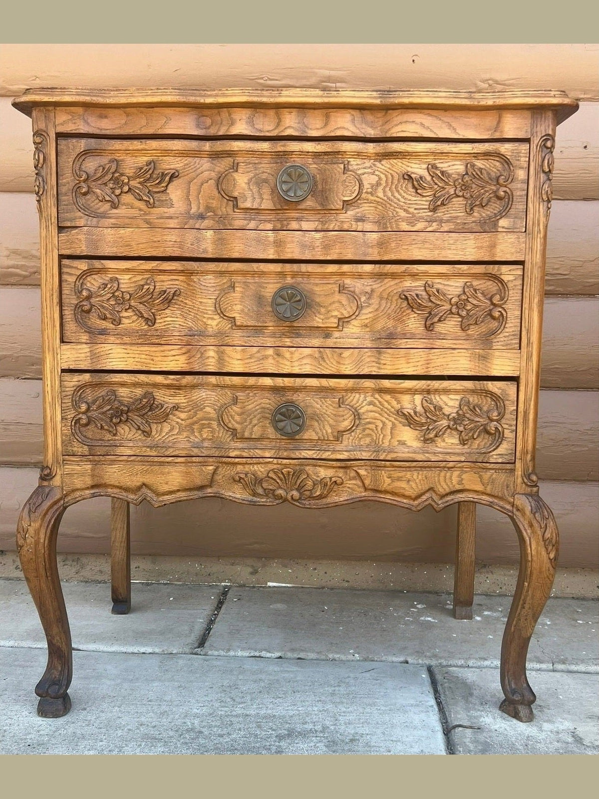 Vintage Belgian Oak Three-Drawer Chest