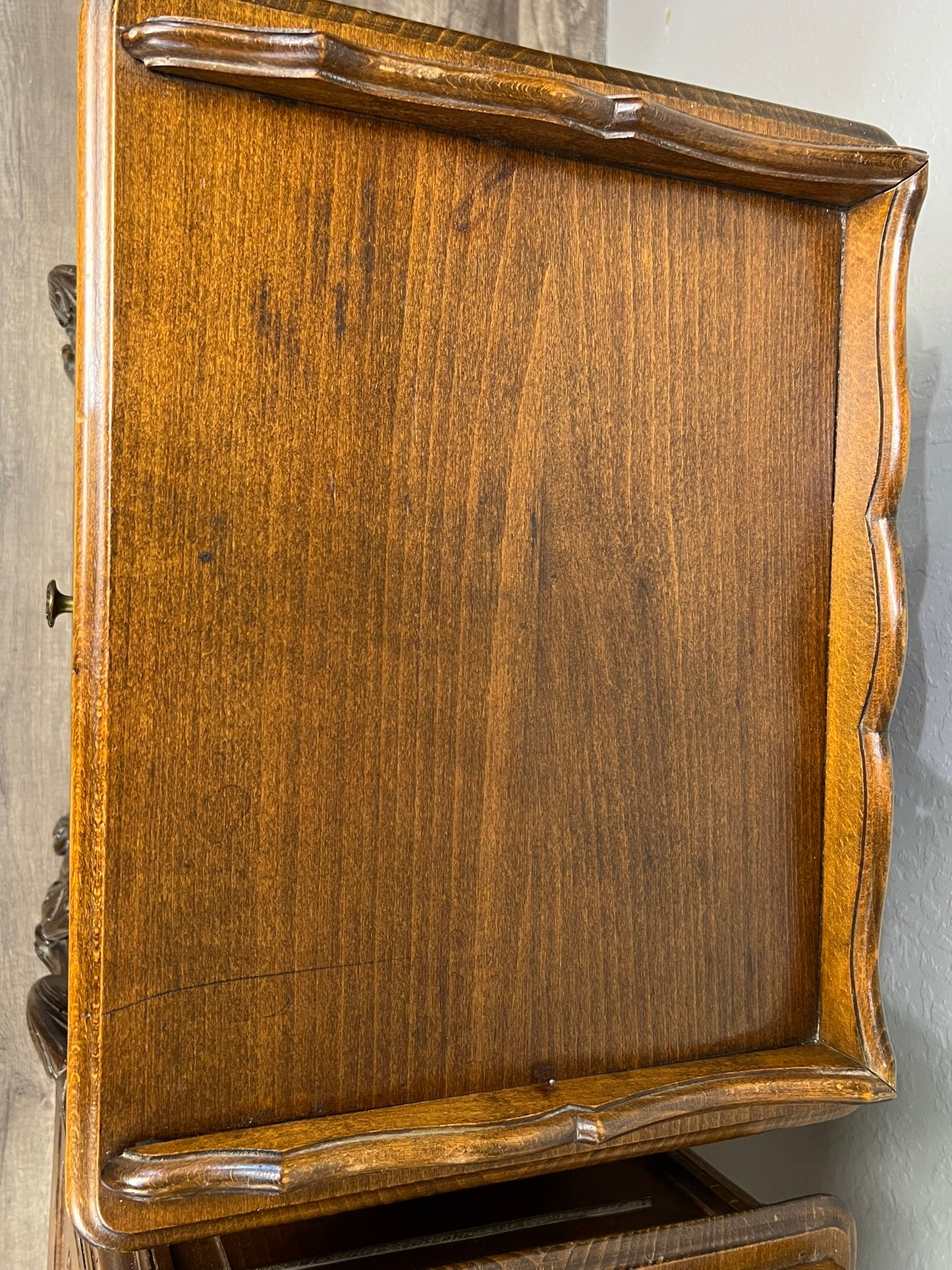 Pair of Vintage Belgian Oak Nightstands – Louis XV Style Bedside Tables with Drawers #526