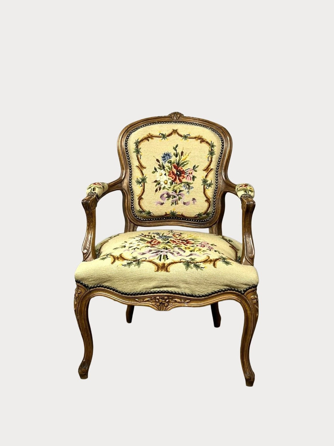 Vintage Belgian Walnut Chair Louis XV #397