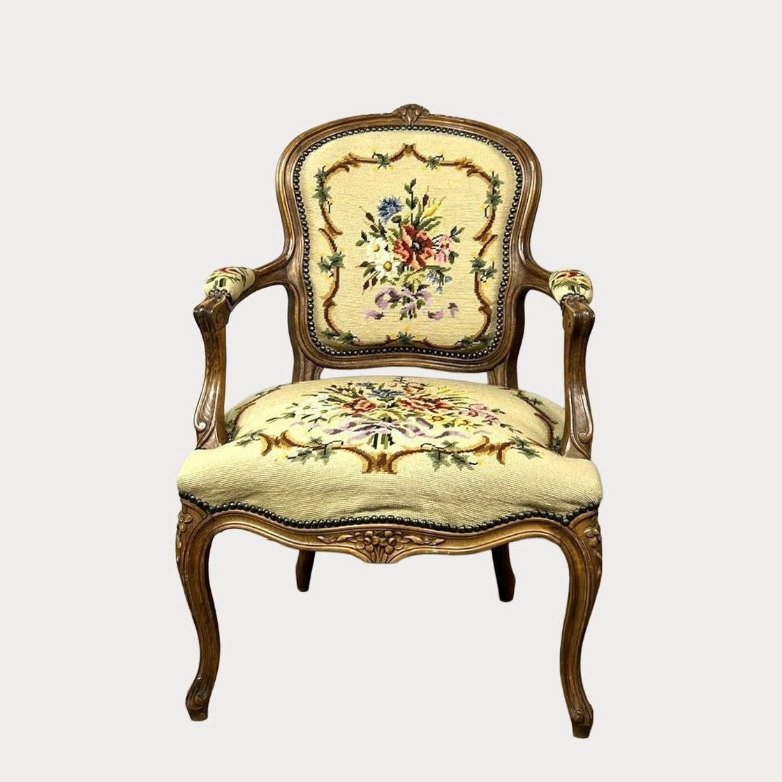 Vintage Belgian Walnut Chair Louis XV #397