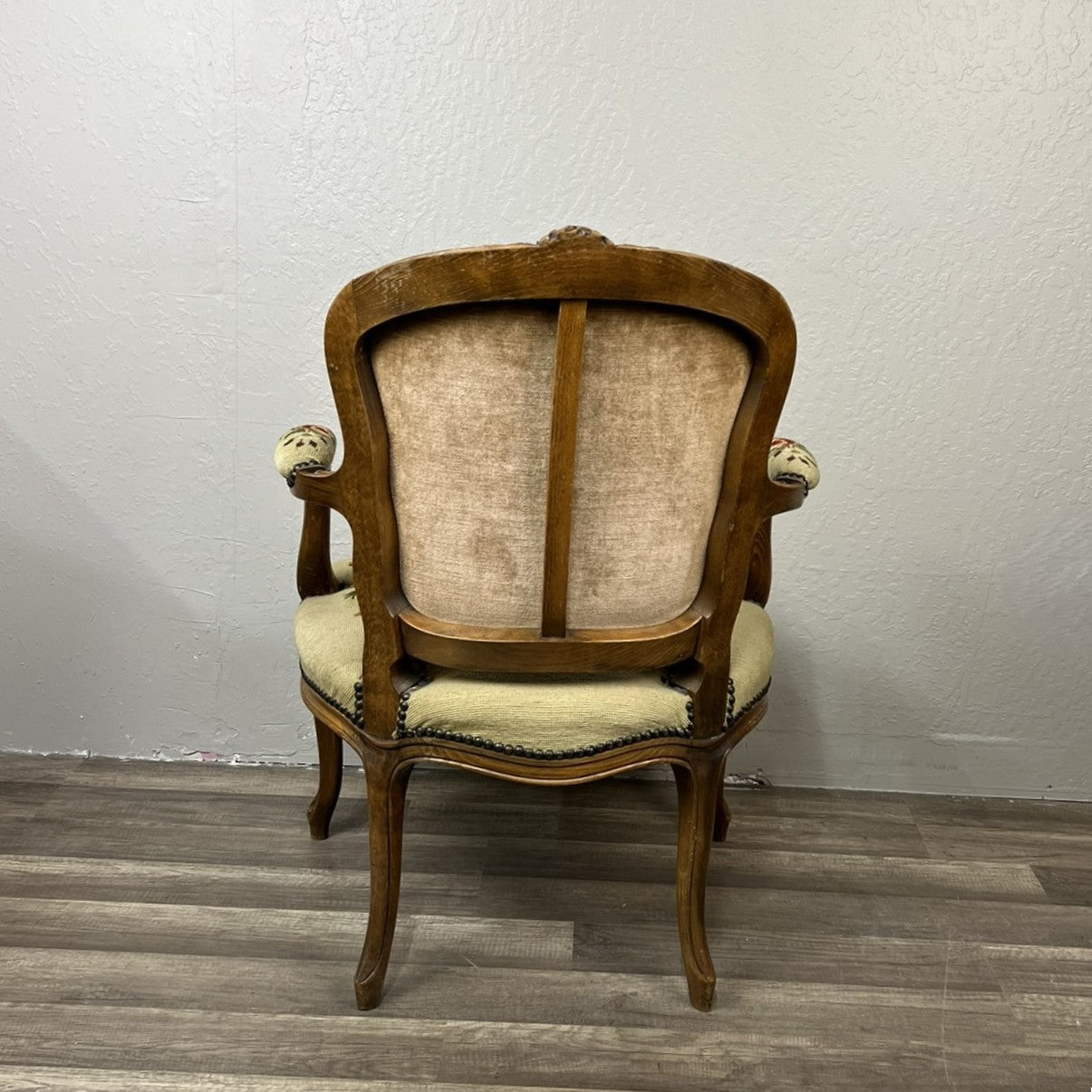 Vintage Belgian Louis XV Style Armchair with Floral Needlepoint Upholstery