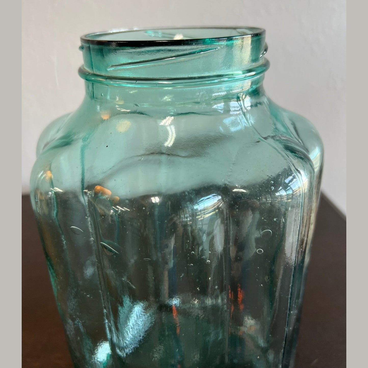 Vintage Aqua Blue Hungarian Hand-Blown Glass Pickle Jar
