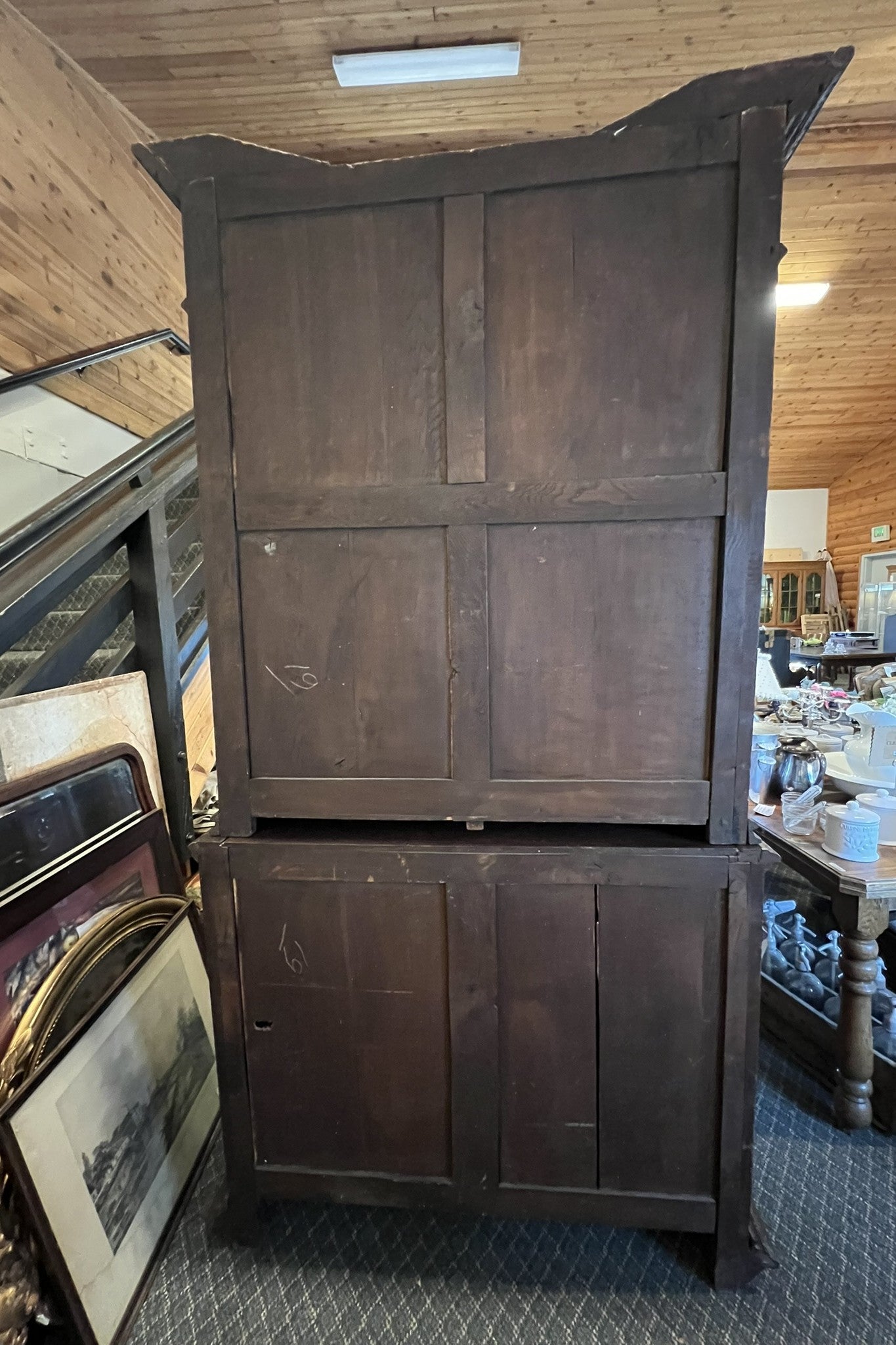Antique French Normandy Hand Carved Oak Hutch – 19th Century Cabinet