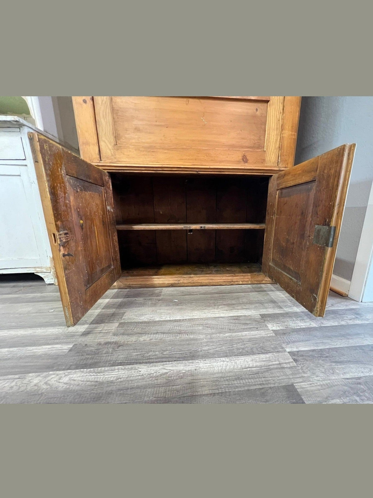 Vintage German Pine Secretary Hutch